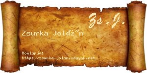 Zsurka Jolán névjegykártya